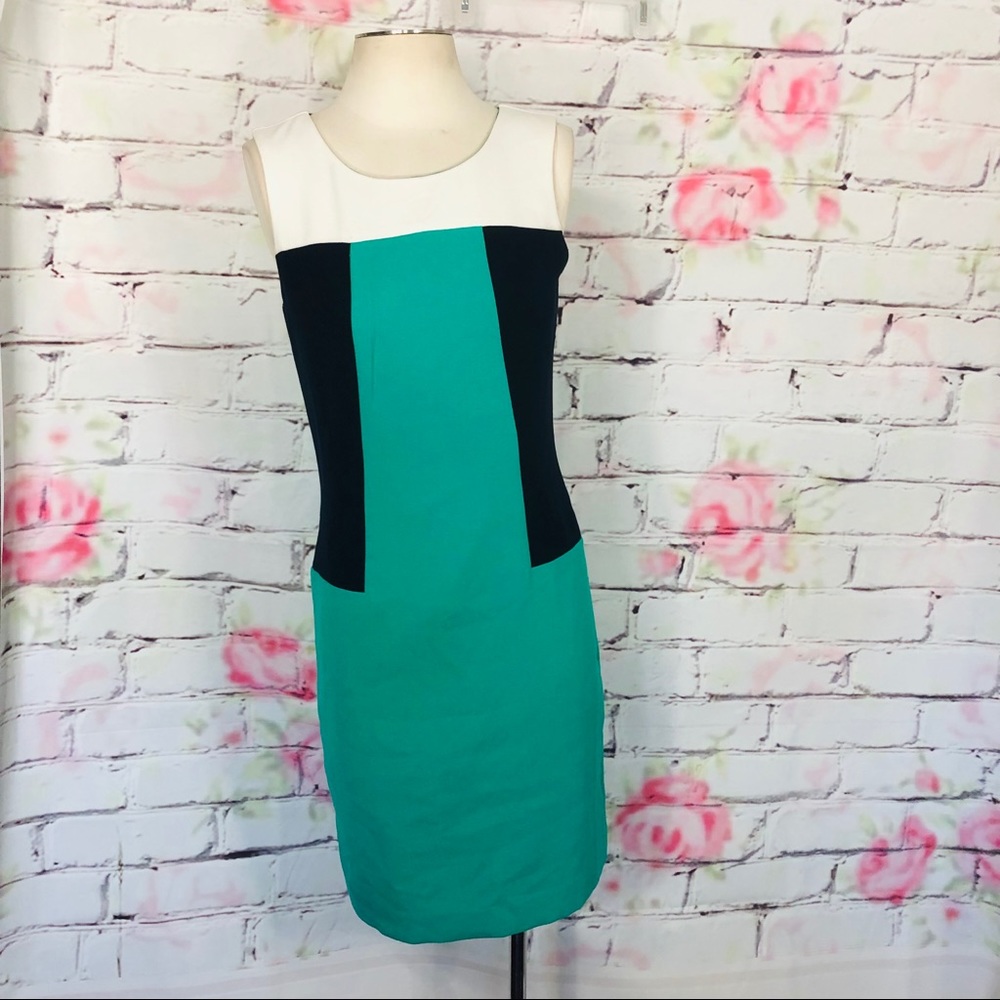 Banana Republic Teal and Black Colorblock Dress